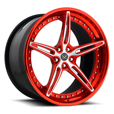 Roda Tempa 3 Bagian Merah Disesuaikan Untuk Pelek Mobil Paduan Ferrari 22&quot;.